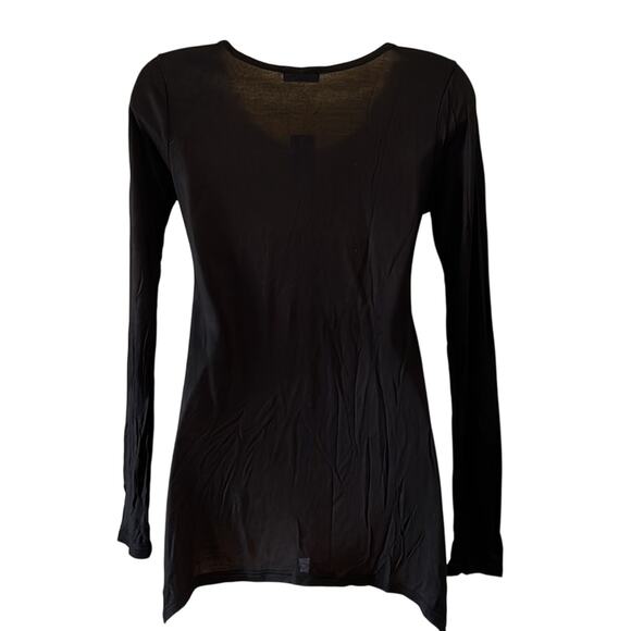 Wet Seal XS Black Knit Tunic Top Feather Design Rhinestone Embellished Y2K - Picture 4 of 9